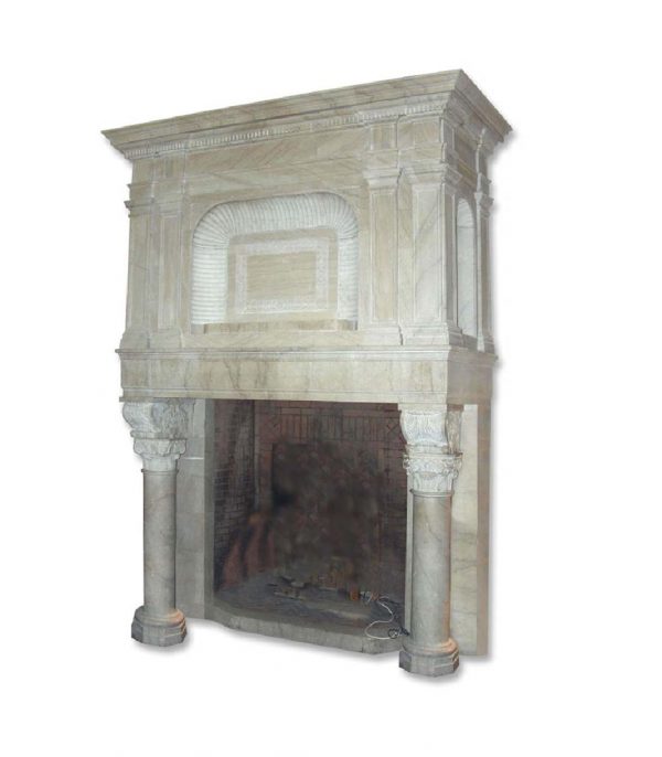 Mantels - 13 ft Carved Tennessee Marble Mantel from a 1945 YMCA in CT