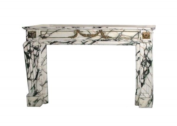Mantels - 1890s Original Marble Mantel from the Plaza Hotel in NYC with Bronze Ormolu