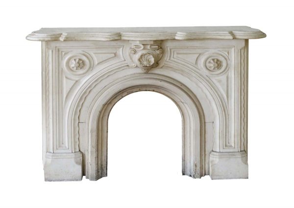 Mantels - 1890s Victorian Statuary White Carved Marble Mantel