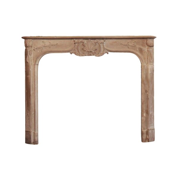 Mantels - Antique French Carved Tan Limestone Fireplace Mantel