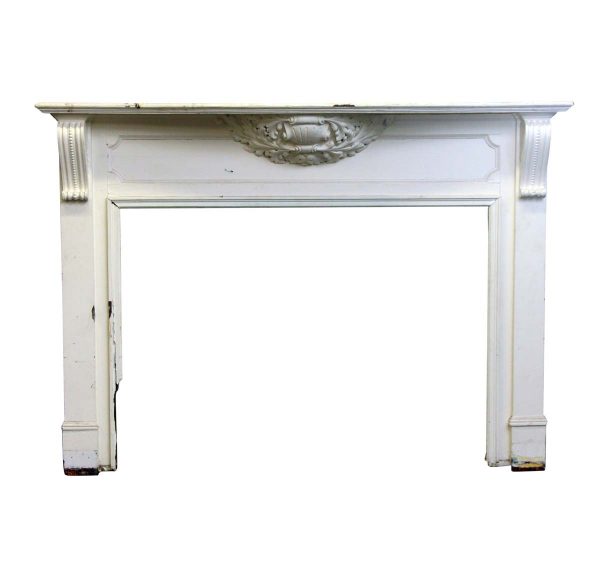 Mantels - Antique French White Wood Fireplace Mantel