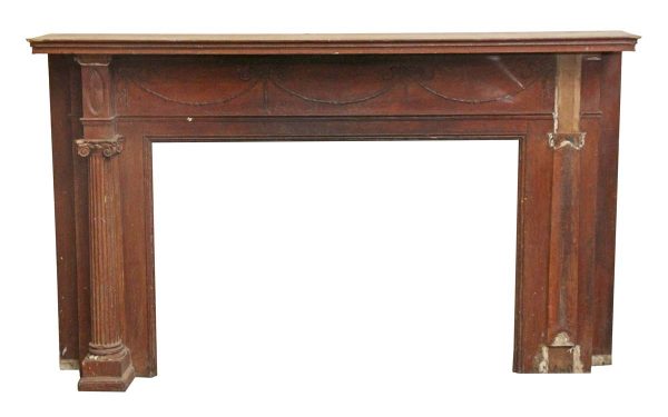 Mantels - Antique Neoclassical Wide Carved Wood Fireplace Mantel