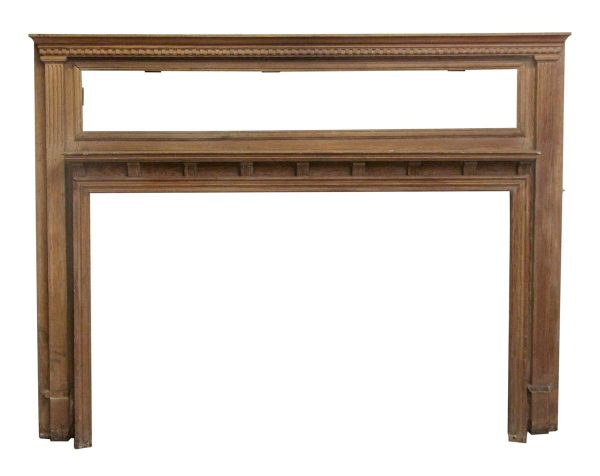 Mantels - Antique Traditional Two Tier Wooden Mantel with Over Mirror