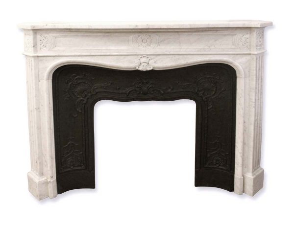 Mantels - Reclaimed The Plaza Hotel French White Marble Fireplace Mantel
