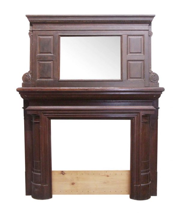 Mantels - Victorian Carved Wood Mantel with Over Mantel Mirror