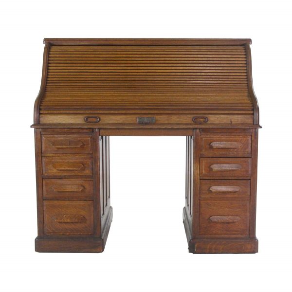 Office Furniture - Antique Oak Quigley Co. Roll Top Desk