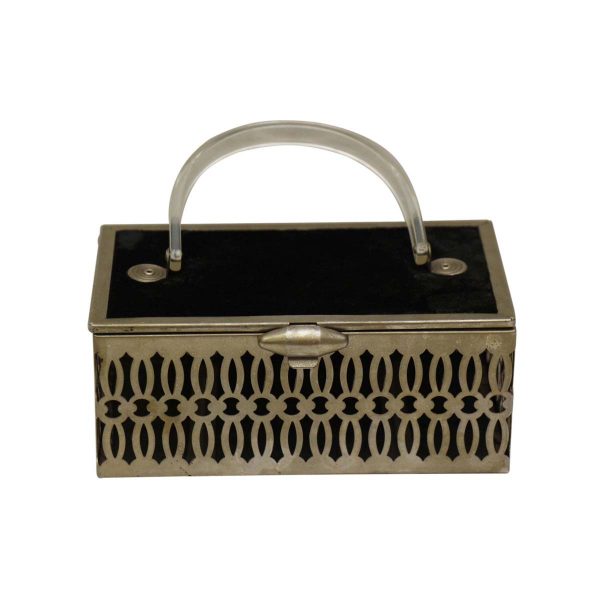 Personal Accessories - Vintage Metal Box Purse with Lucite Handle