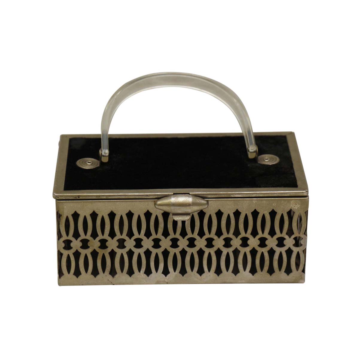 80s Gold Metal Minaudiere Box Purse - Lucky Vintage