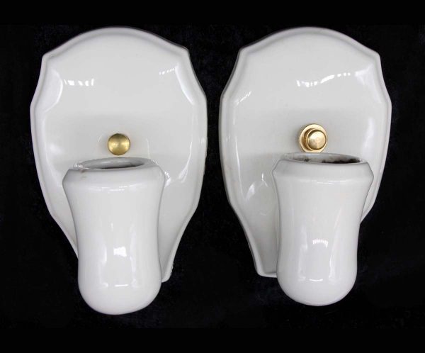 Sconces & Wall Lighting - Pair of 1940s White Traditional Porcelain Wall Sconces
