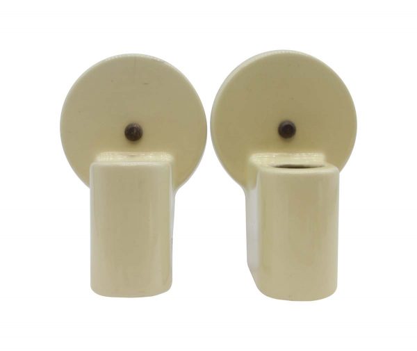 Sconces & Wall Lighting - Pair of Mid Century Pale Yellow Porcelain Wall Sconces