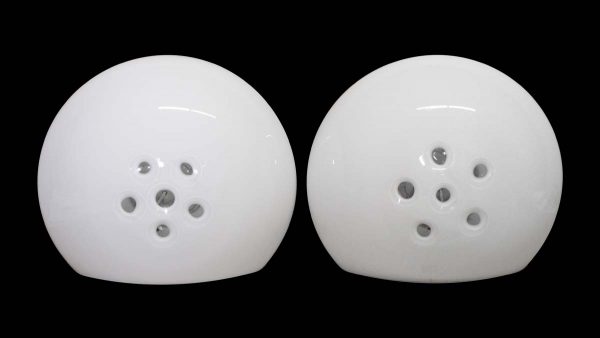 Sconces & Wall Lighting - Pair of White Murano Glass Round Wall Sconces