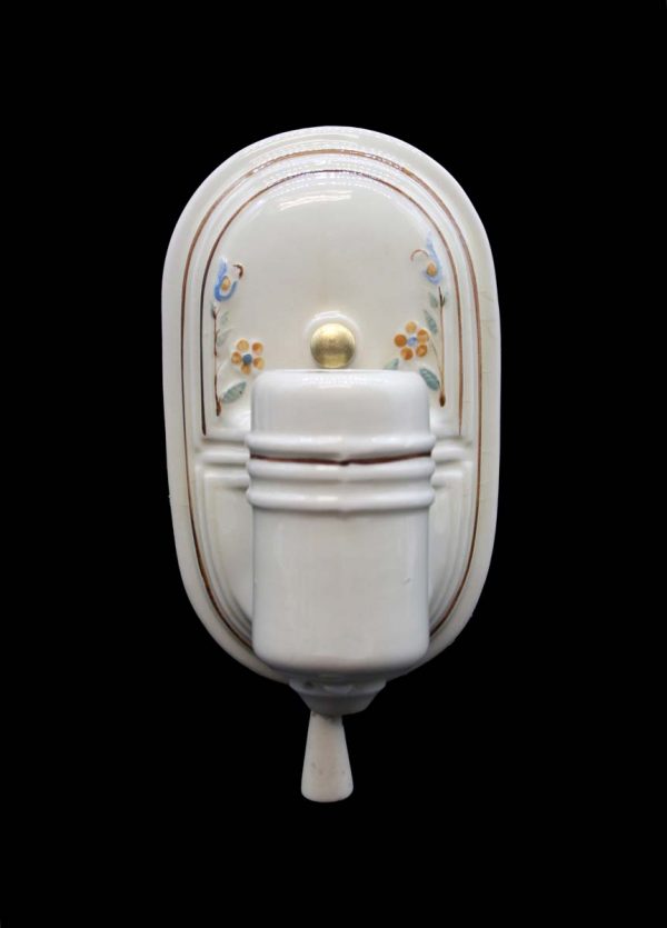 Sconces & Wall Lighting - Single 1930s Ceramic Antique White Floral Wall Sconce