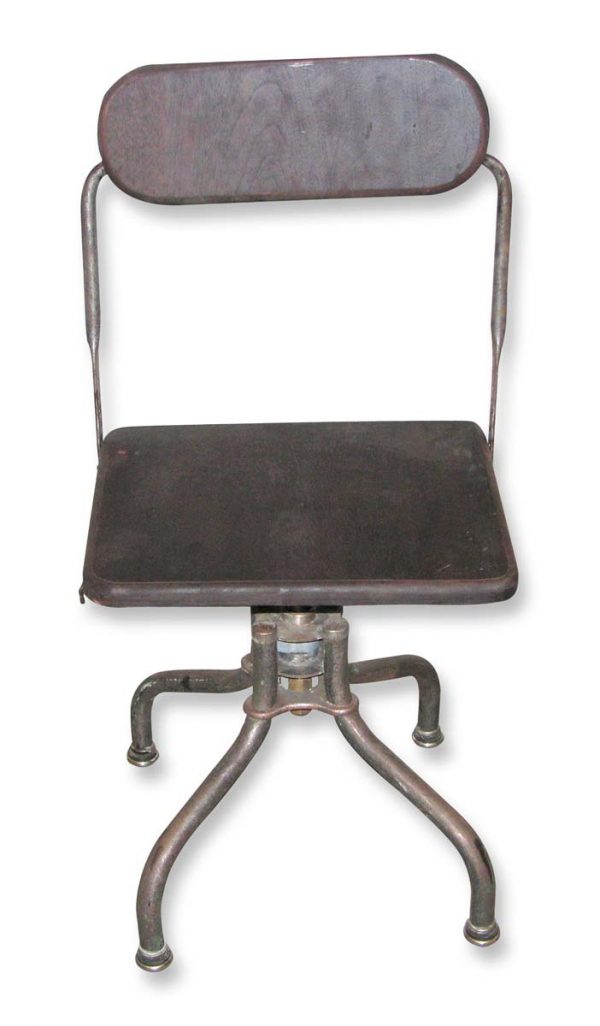 Seating - 1940s Steel & Red Wood Office Chair
