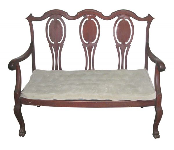 Seating - Victorian Three Seat Wooden Bench with Claw Feet