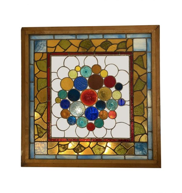 Stained Glass - Antique Colorful Stained Glass Window 31.5 x 32.25