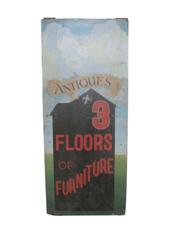 Vintage Signs - Antiques 3 Floors of Furniture Wood Advertising Sign