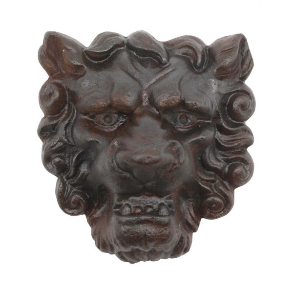 Applique - Antique Black Cast Iron Lion Head Applique