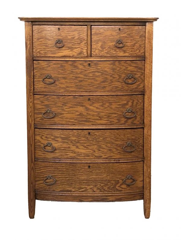 Bedroom - Vintage Six Drawer Oak Tall Dresser