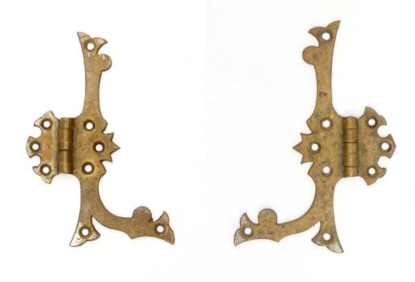 Cabinet & Furniture Hinges - Pair of Antique Bronze Gothic Strap Cabinet Hinges