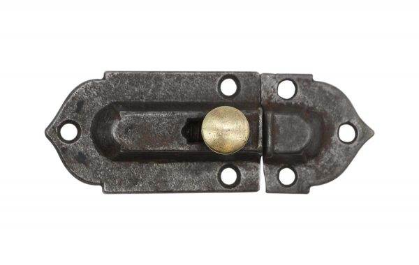Cabinet & Furniture Latches - Antique Arts & Crafts 3.5 in. Steel Cabinet Lock with Brass Button
