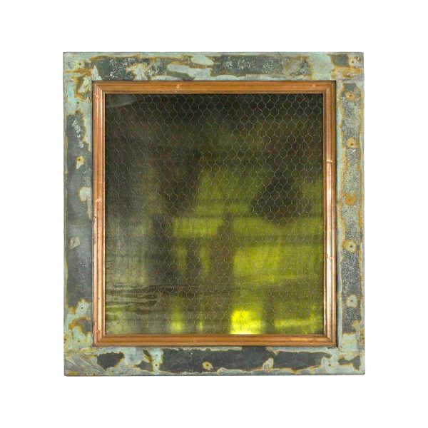 Copper Mirrors & Panels - Antique Copper Framed Silvered Chicken Wire Glass Mirror