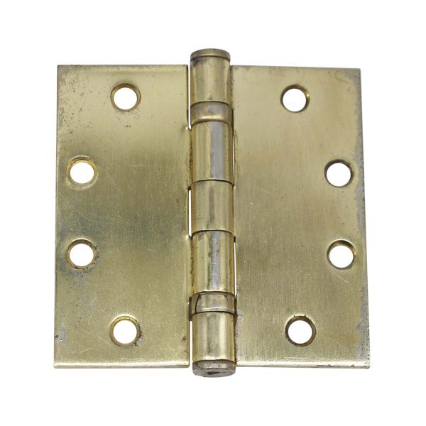 Door Hinges - Vintage Classic Ives Brass Plated Steel Flat Tip Door Butt Hinge 4.5 x 4.5