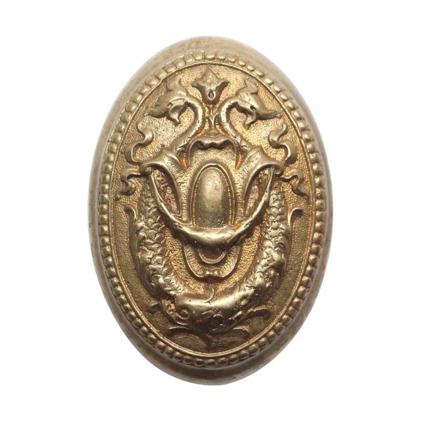 Door Knobs - Antique 1890s Italian Brass Oval Savona Entry Door Knob