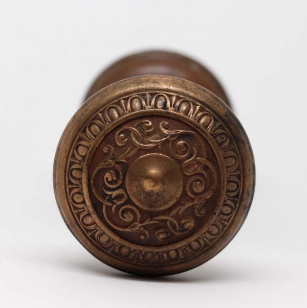 Door Knobs - Antique 1900s Brass Egg & Dart Mantua Passage Door Knobs