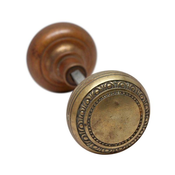 Door Knobs - Antique Brass Egg & Dart Design Door Knobs