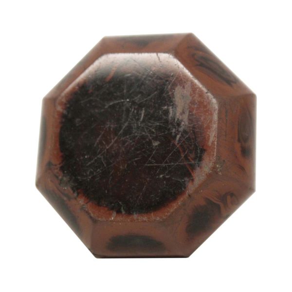Door Knobs - Vintage Brown Glass Octagon Door Knob