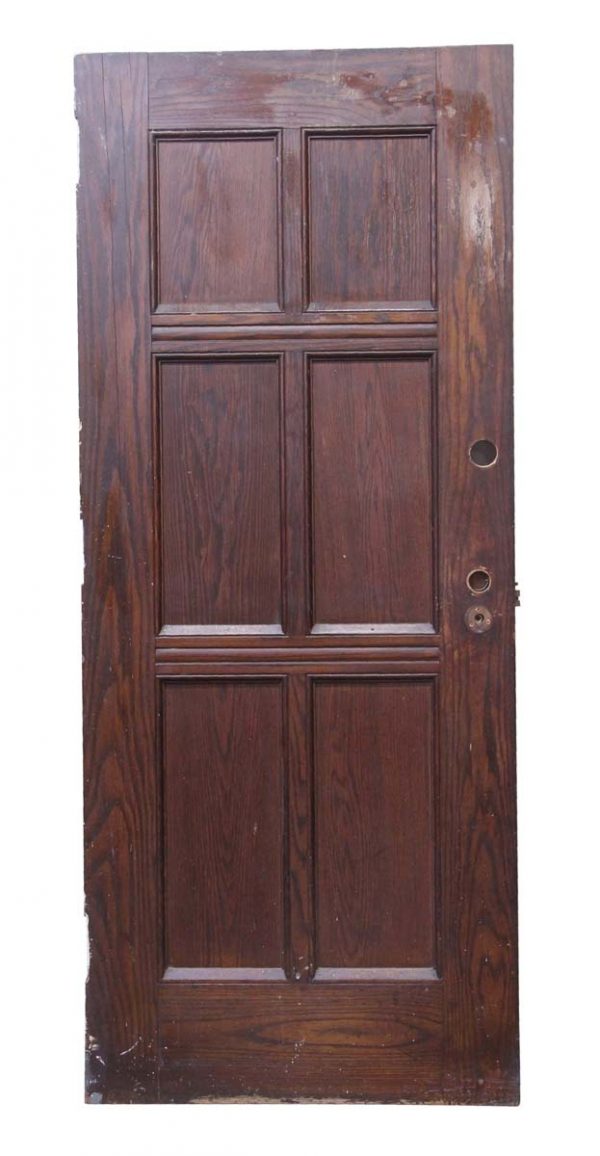 Entry Doors - Antique 6 Pane Oak Wood Entry Door 81 x 33