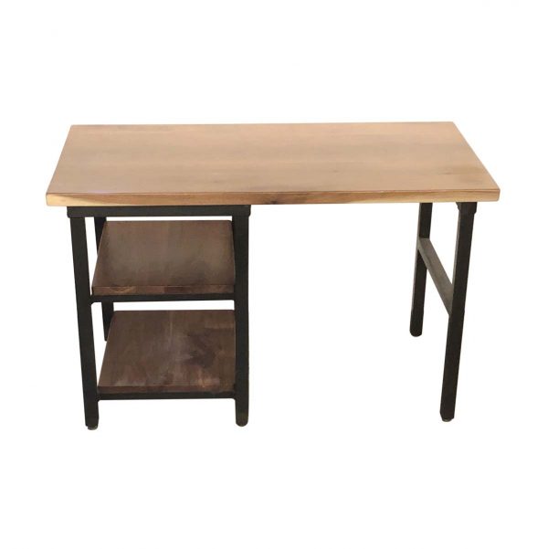 Farm Tables - Handmade Walnut Top Steel Desk with 2 Shelves