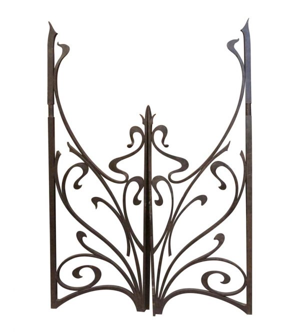 Gates - Pair of Antique Bronze Art Nouveau Garden Gates