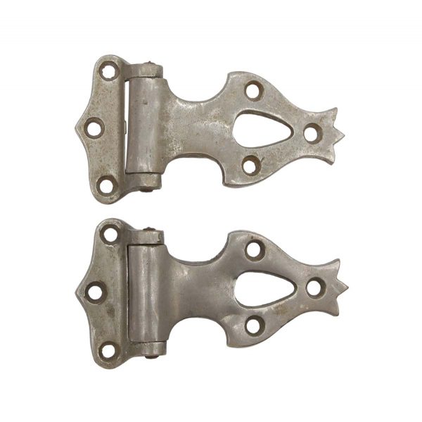 Ice Box Hardware - Pair of Antique Nickel Plated Brass Ice Box Hinges