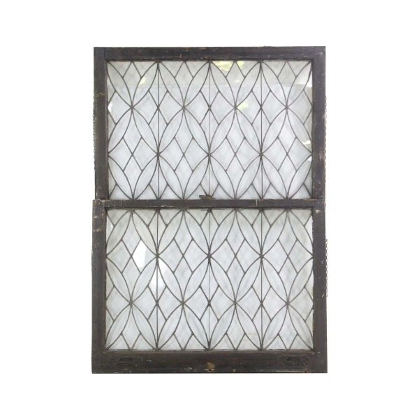 Leaded Glass - Reclaimed Floral Double Hung Leaded Glass Window