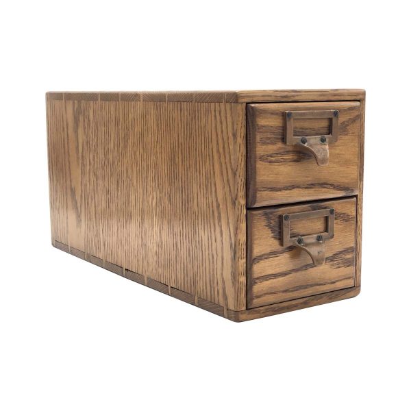 Office Furniture - Vintage Oak Double Tabletop Drawer File Box