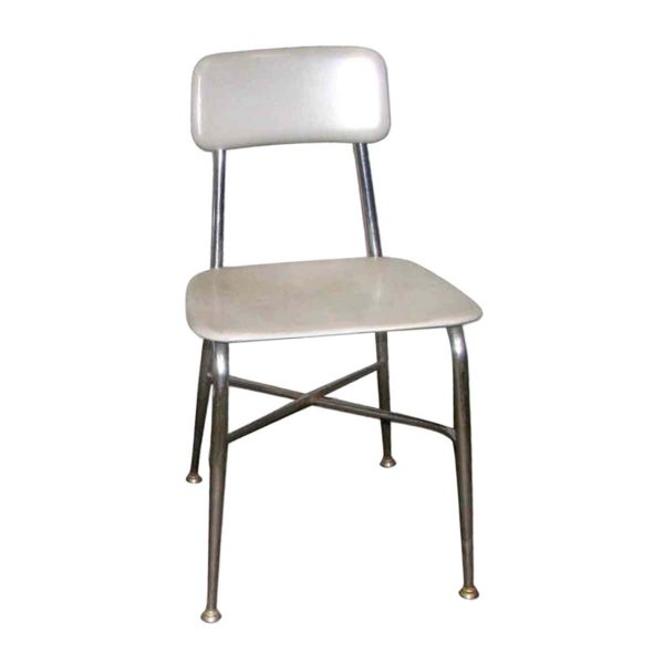Office Furniture - Vintage White School Steel Frame Armless Chair