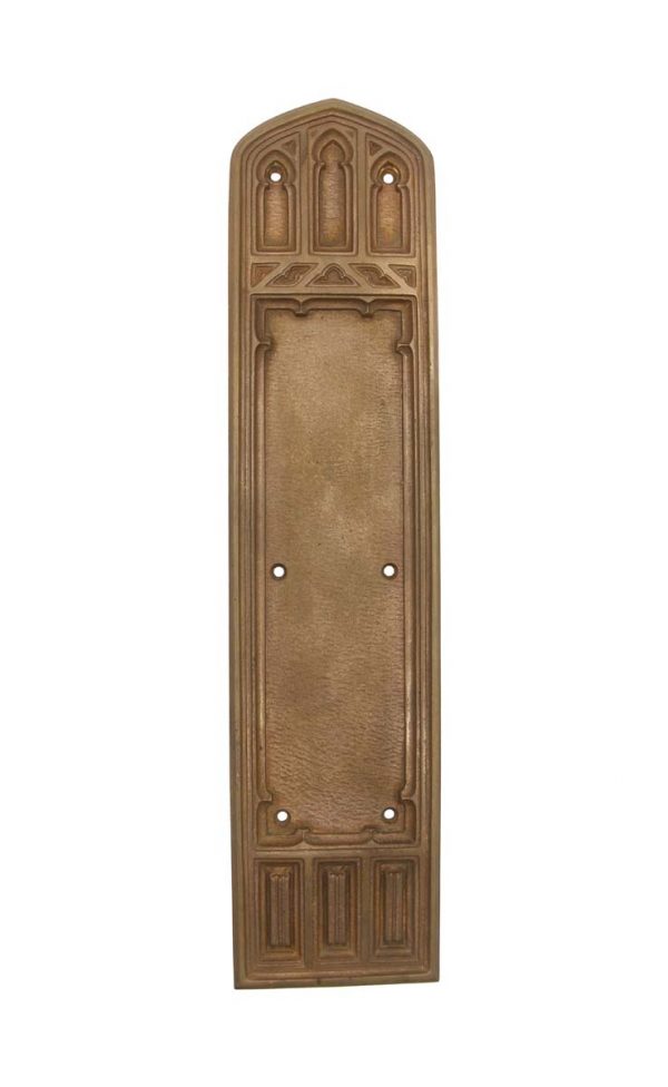 Push Plates - Antique 14.5 in. Gothic Bronze Door Push Plate
