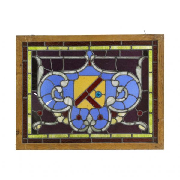Stained Glass - 1890s Brilliant Colors Jeweled Stained Glass Window