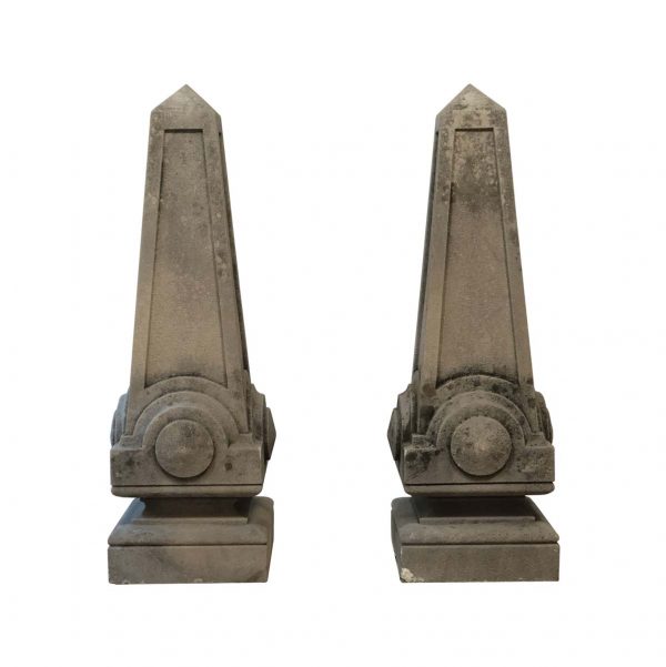 Stone & Terra Cotta - Pair of Limestone Obelisks from Billy Rose Mansion