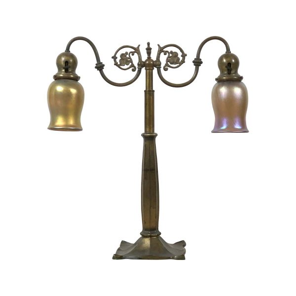 Table Lamps - Antique Bradley & Hubbard Table Lamp with Glass Shades