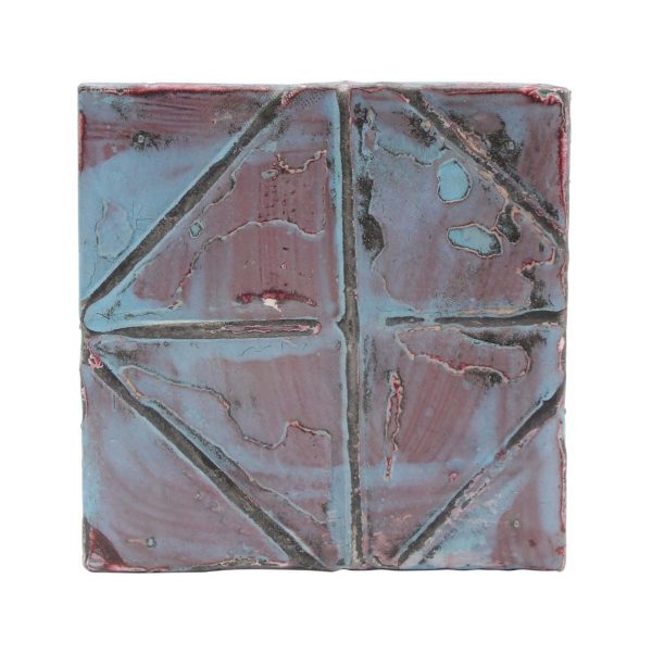 Tin Panels - Geometric Blue & Pink Antique Tin Panel