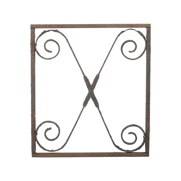 Balconies & Window Guards - Wrought Iron X Curls Panel Garden Gate Window Guard