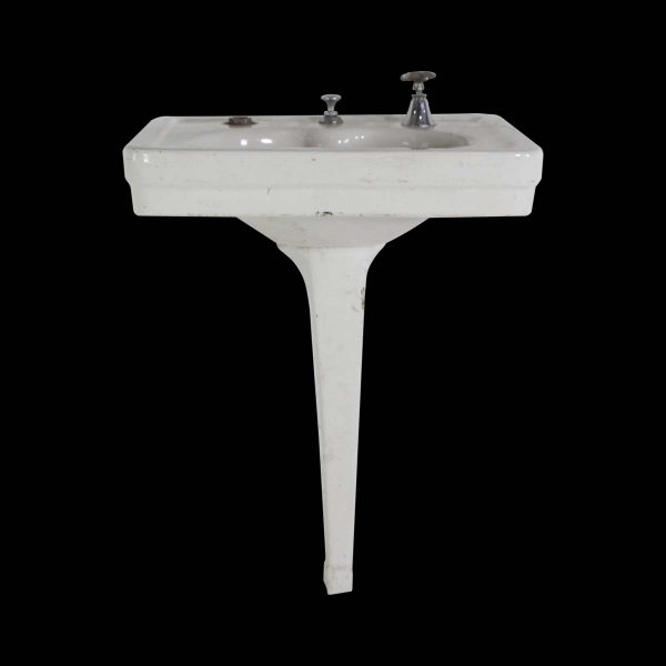 Bathroom - 1920s White Porcelain Peg Leg Pedestal Sink