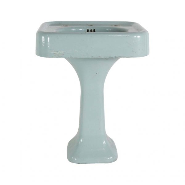 Bathroom - 1940s Mint Green Glaze Cast Iron Pedestal Sink