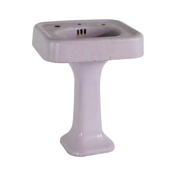Bathroom - 1950s Lavender Purple Cast Iron Pedestal Sink