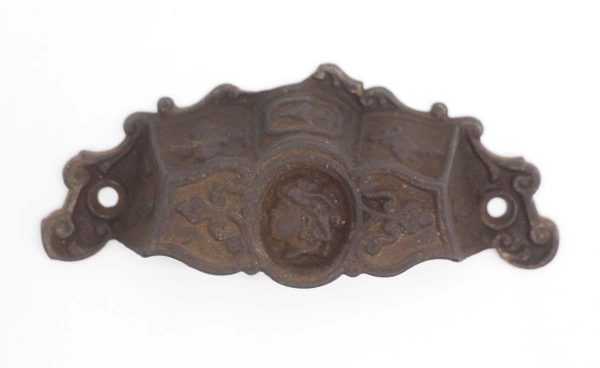 Cabinet & Furniture Pulls - Antique Victorian Cast Iron Lady Face Bin Pull