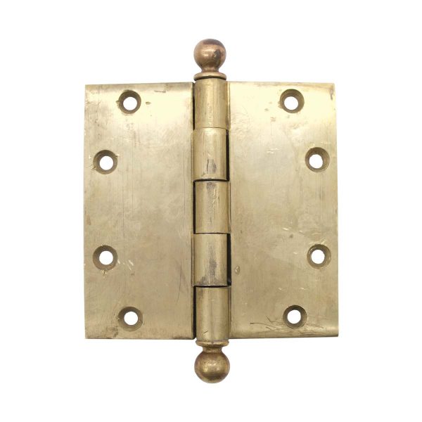 Door Hinges - Antique 4 x 4 Brass Ball Tip Classic Butt Door Hinge