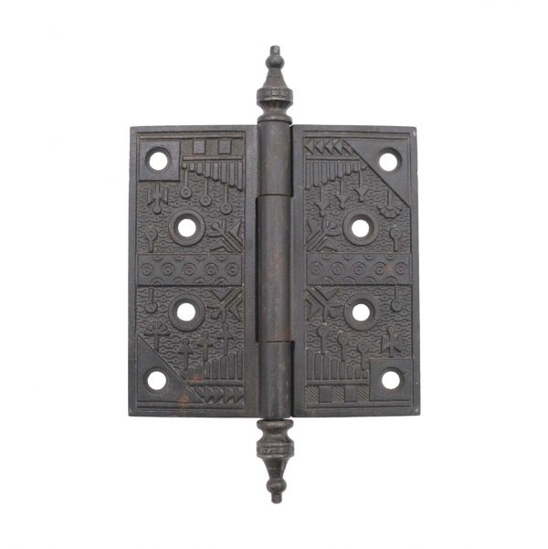 Door Hinges - Antique 4.5 x 4.5 Cast Iron Steeple Tip Butt Door Hinge