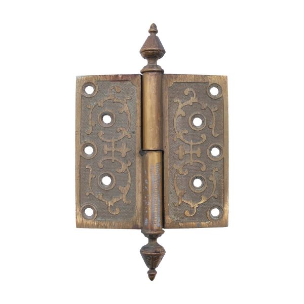 Door Hinges - Antique 4.75 x 4.75 Victorian Bronze Steeple Tip Lift Off Butt Door Hinge
